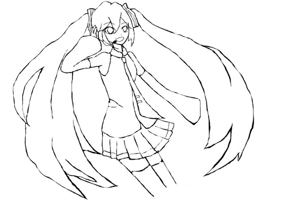ミク　線画
