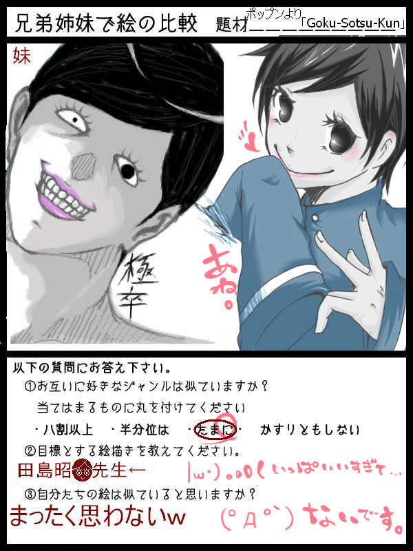 兄弟姉妹で絵の比較