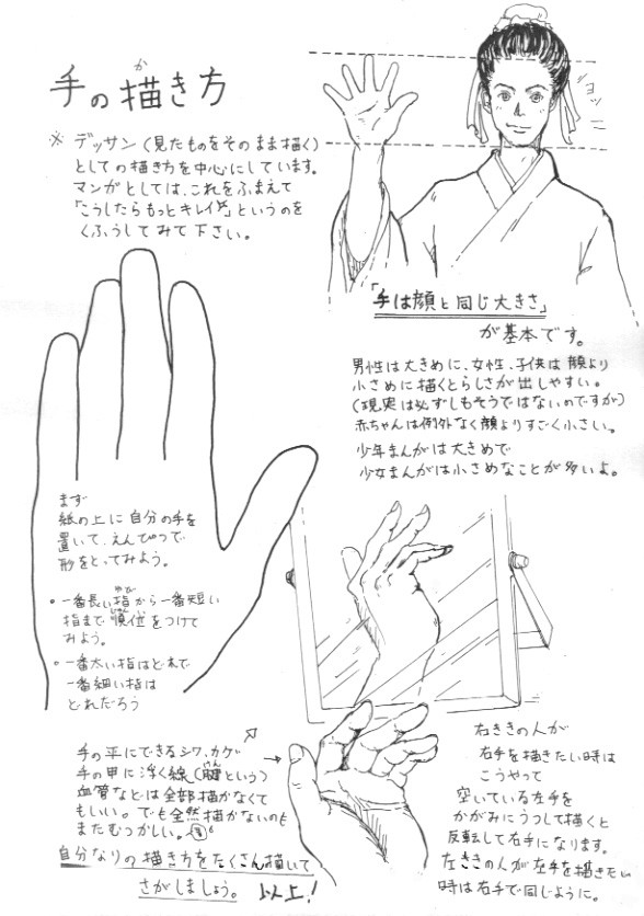 手の描き方（小学生向け）