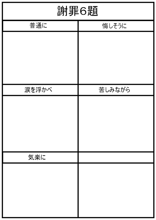 【ごめん】謝罪6題【すまん】