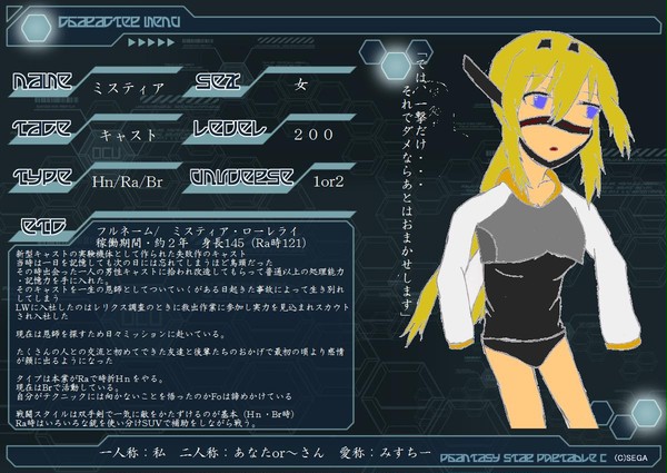 【PSPo2】２００レベ記念キャラシ