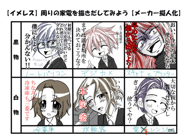 【イメレス】周りの家電を描いてみた！【メーカー擬人化】