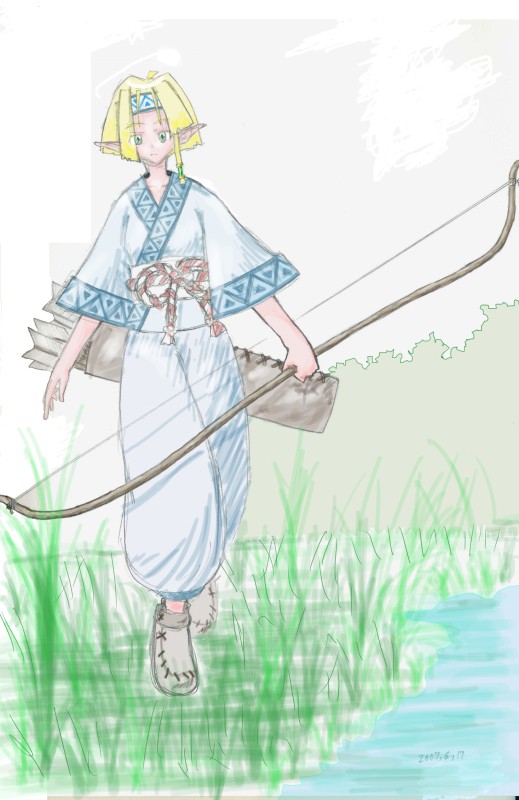 エルフの弓使い（とりあえず色塗り）