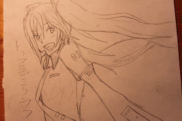 ミクシように描いているミクのラフ