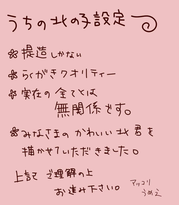 【何番煎じだ】うちの北の子設定