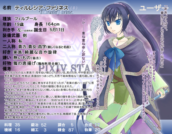 【PIXSO】ティルレシア・ファリネス【ユーザーキャラ】