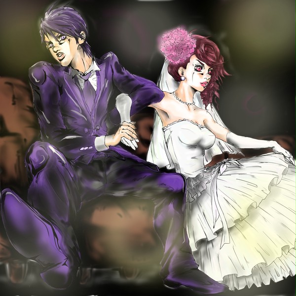 【祝福】新郎新婦ジョジョ風似顔絵【しろ】