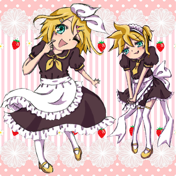 メイド服のリンたんとレンきゅん♪