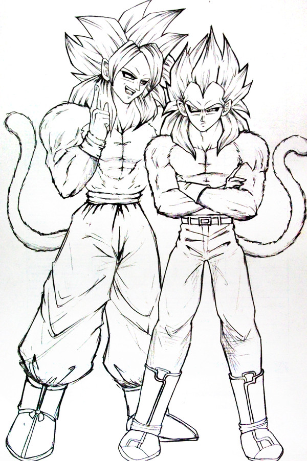 仲良し二人の作戦会議・ssj4カカベジ（広告の裏に本気で描く！）