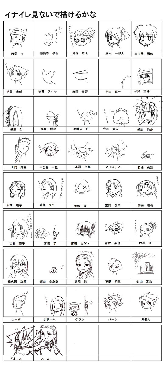 イナイレ見ないで描いてみた