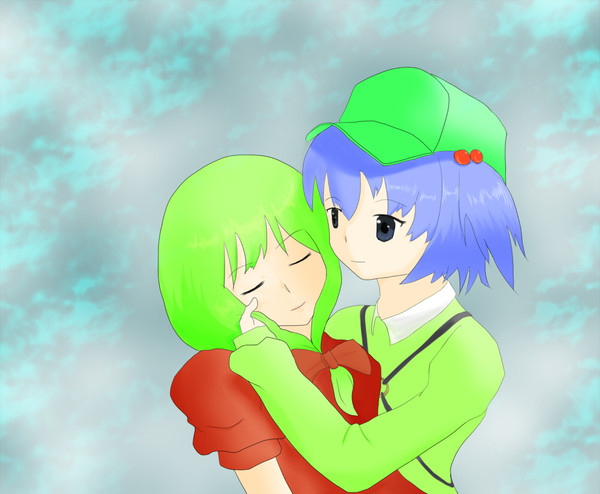 にとりと雛　描いてみたかった