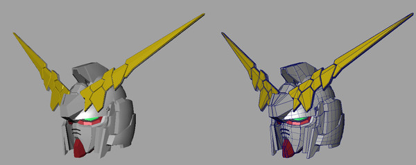 ユニコーンガンダムヘッド（製作途中）