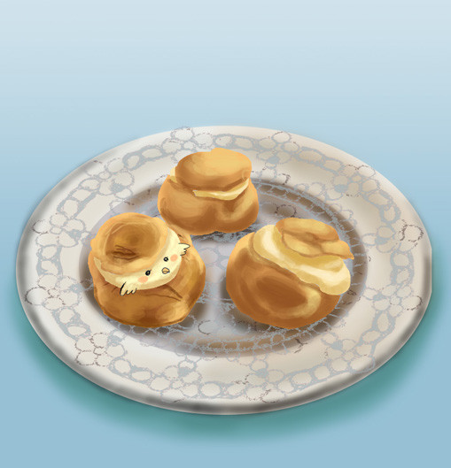 おや、シュークリームのようすが…