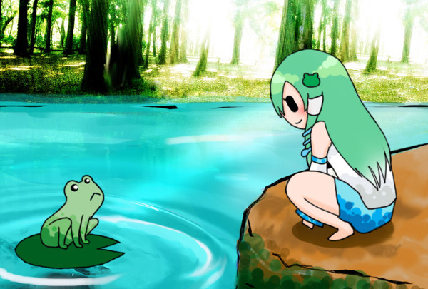 早苗とカエル
