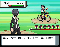 ▼　やせいの　ミツノリが　あらわれた