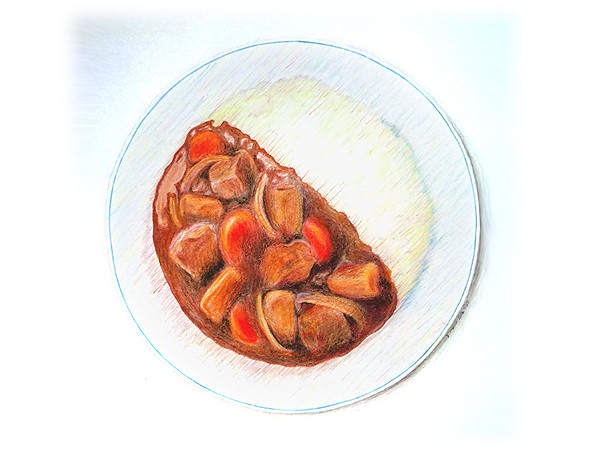 色鉛筆の習作-「カレーライス」