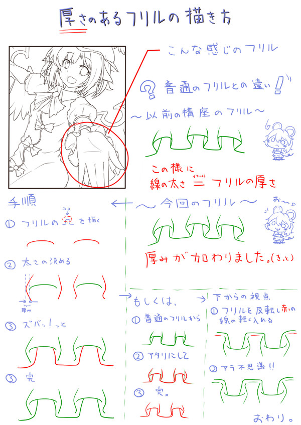 厚みのあるフリルの描き方 - 1/1