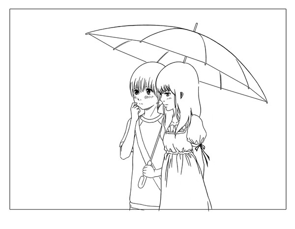 雨の中で…