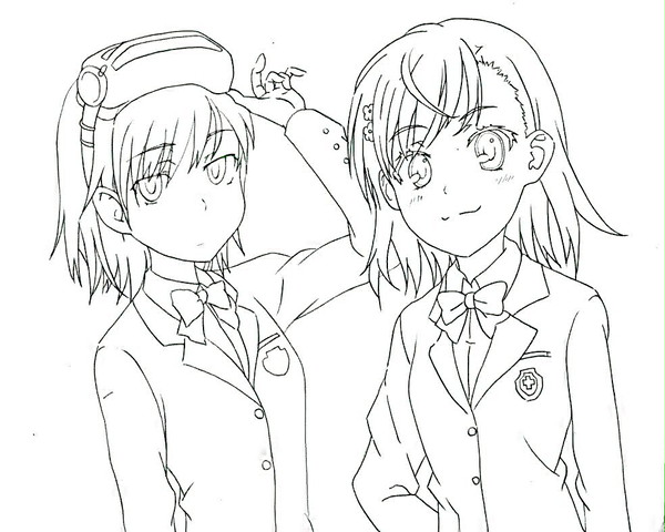 【線画】御坂姉妹