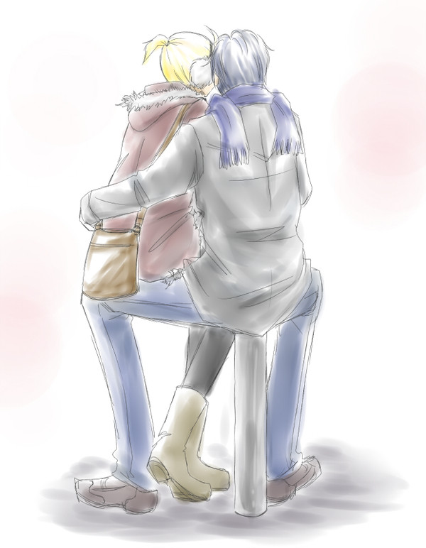 駅前にて