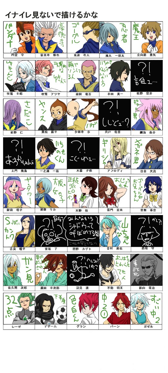 ［全員初描きで］イナイレ見ないで描いてみた［結果別人注意］