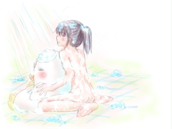 時を駆けたエリーと仔桂でお風呂