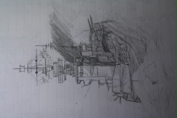 旭日の艦隊３　北海突入作戦　表紙絵模写(C.NOVELS)