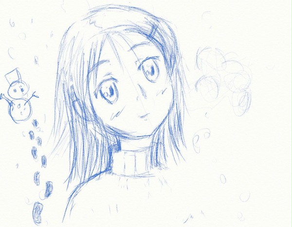 雪降る中で