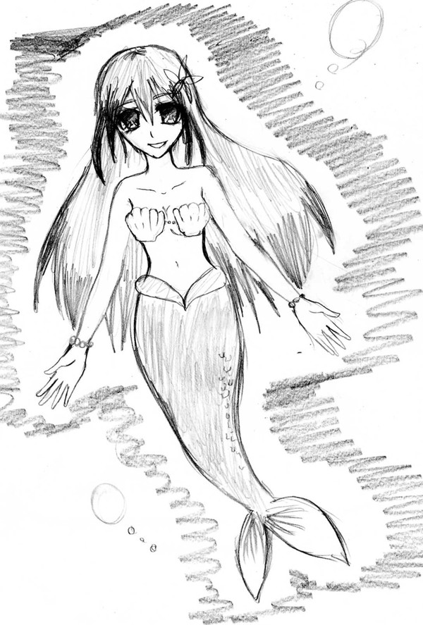人魚姫　(鉛筆画)