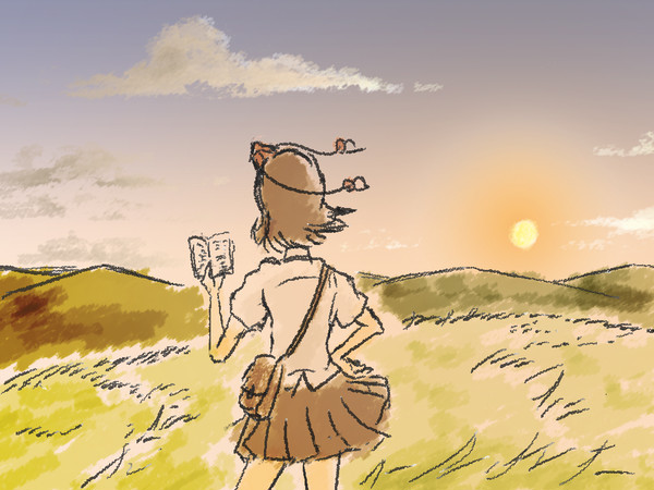 夕日と射命丸