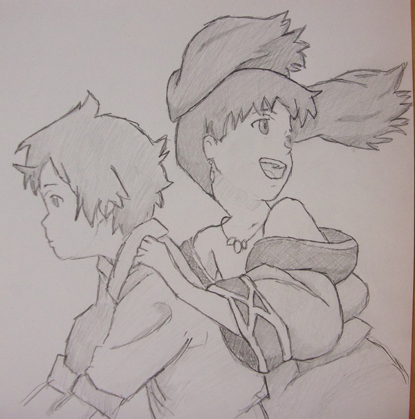 ネッサとクレイン フラクタル 鉛筆描き