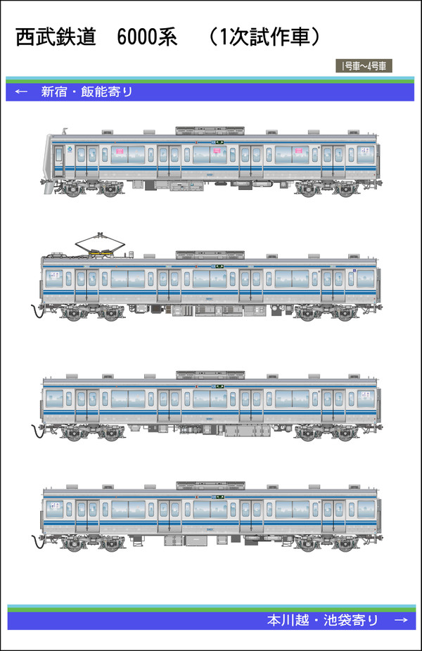 西武6000系 1次車(試作車) 車両側面