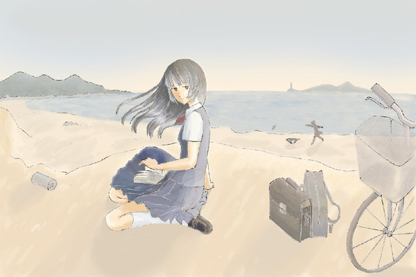 ５月の海の夕方
