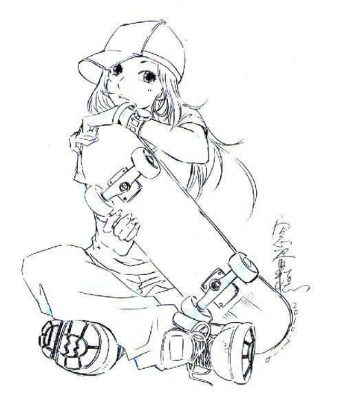 滑板少女