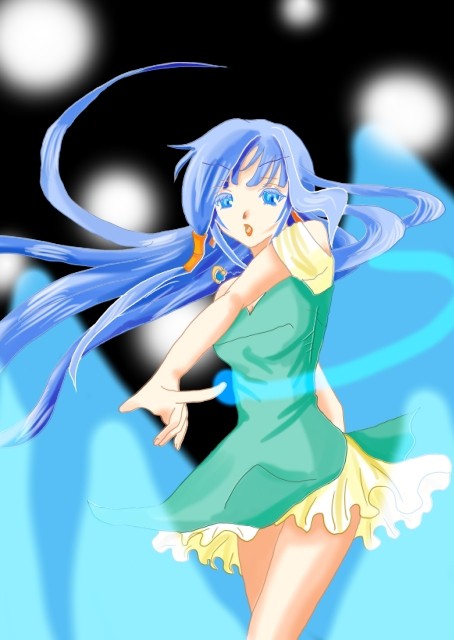 魔法陣を描く魔法発動中☆