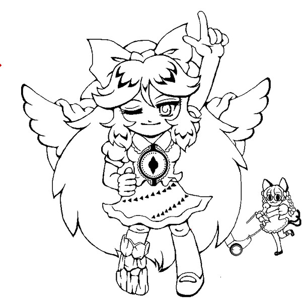 お空さん＆お燐ちゃん（線画）