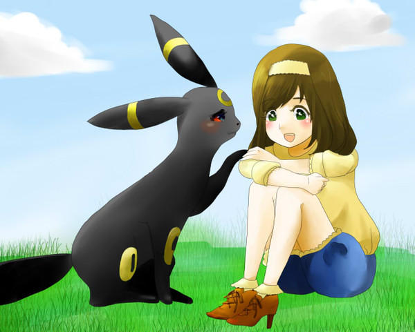 女の子とブラッキー