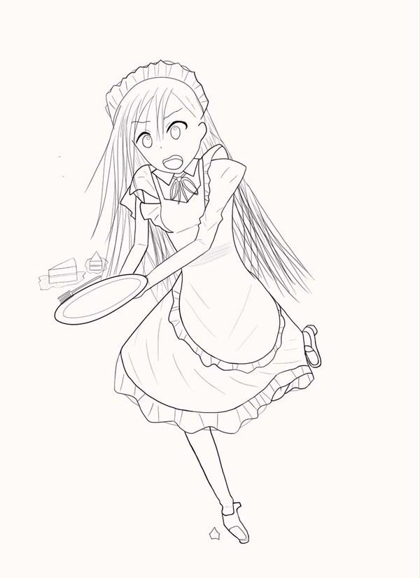 メイドさん　線画