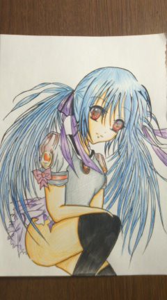 青髪のツインテール娘