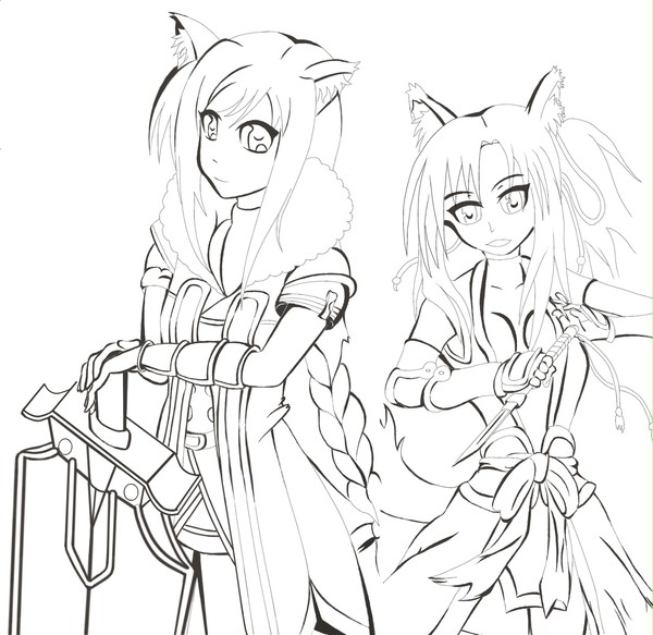 ユッキー&ダルキアン(線画)
