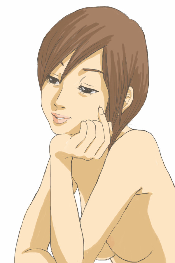 頬杖をつく女