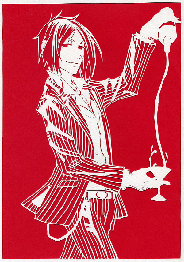 切り絵　黒ホスト