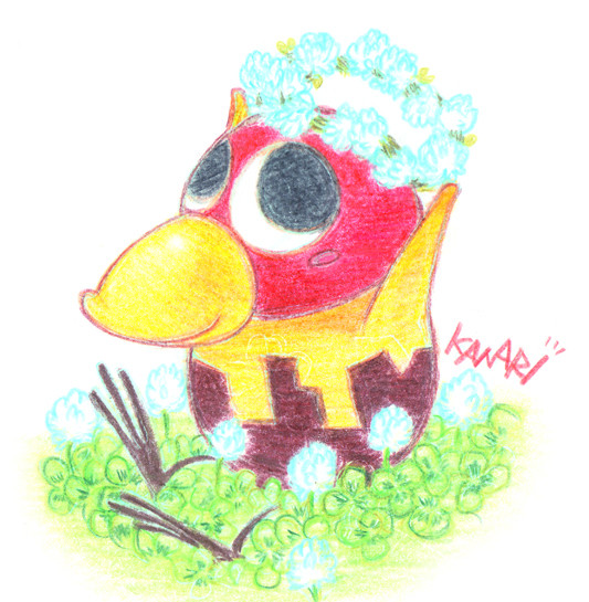 キョロちゃんと花冠。