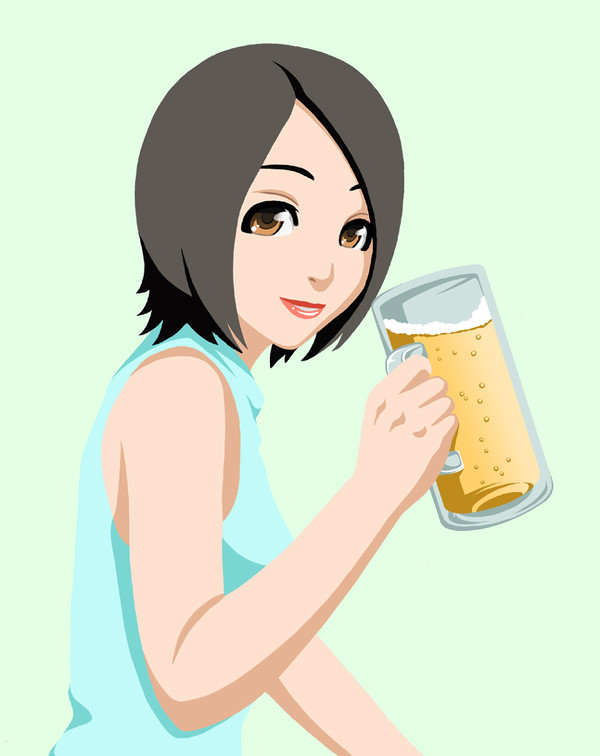 ビアジョッキ持ってる女性