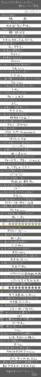 ピクユザに聞きたい50の質問なんちゃら