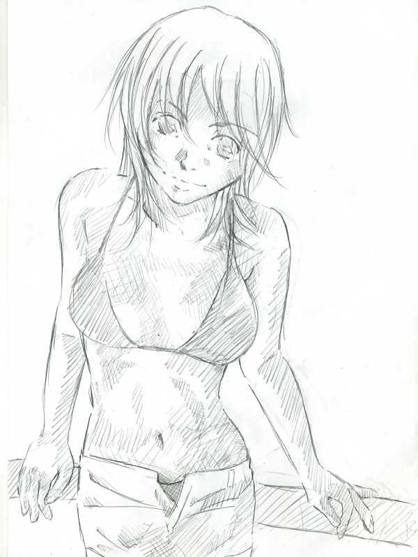 線画・女の子
