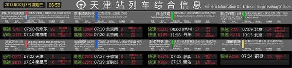 中国国鉄·天津駅·発車案内