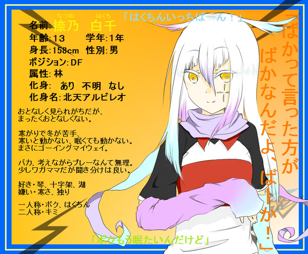 【ぴくGO】捺乃　白千【キャラシ】
