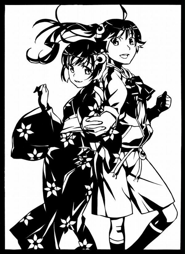 【切り絵】阿良々木 火憐&月火