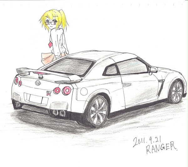 Nissan GT-R と女の子